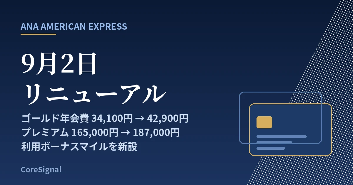 ANAアメックスが9月2日リニューアル｜ゴールド42,900円への年会費改定と利用ボーナスマイルを整理したのアイキャッチ画像