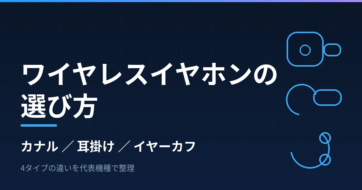 ワイヤレスイヤホンの選び方｜カナル型・耳掛け型・イヤーカフ型の違いを4機種で整理したのアイキャッチ画像