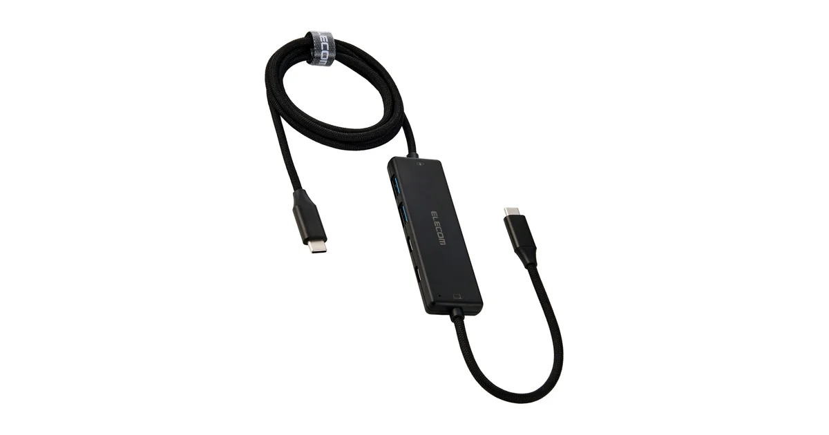 エレコムの充電ケーブル一体型USBハブは配線1本化の答えか｜PD100W入力×4ポートを整理したのアイキャッチ画像