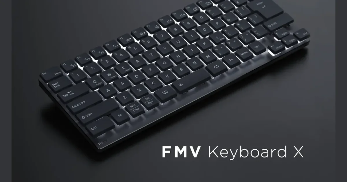 FMV Keyboard X。アルミ削り出しの天板を持つ日本語配列のロープロファイルキーボード