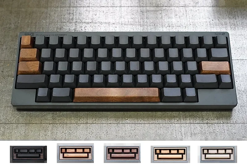 松葉製作所製 木製キートップ for HHKB Professional。5樹種のラインナップ
