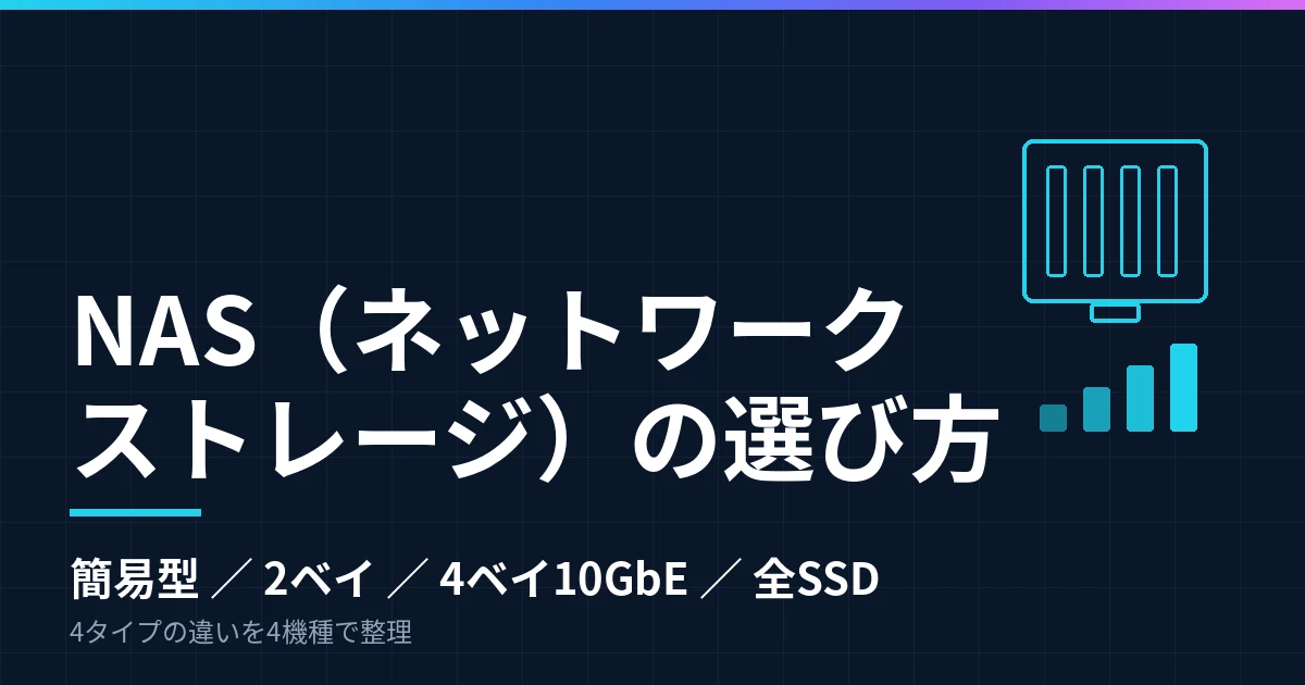 NASの選び方｜簡易型・2ベイ・4ベイ10GbE・オールSSDの違いを4タイプで整理したのアイキャッチ画像