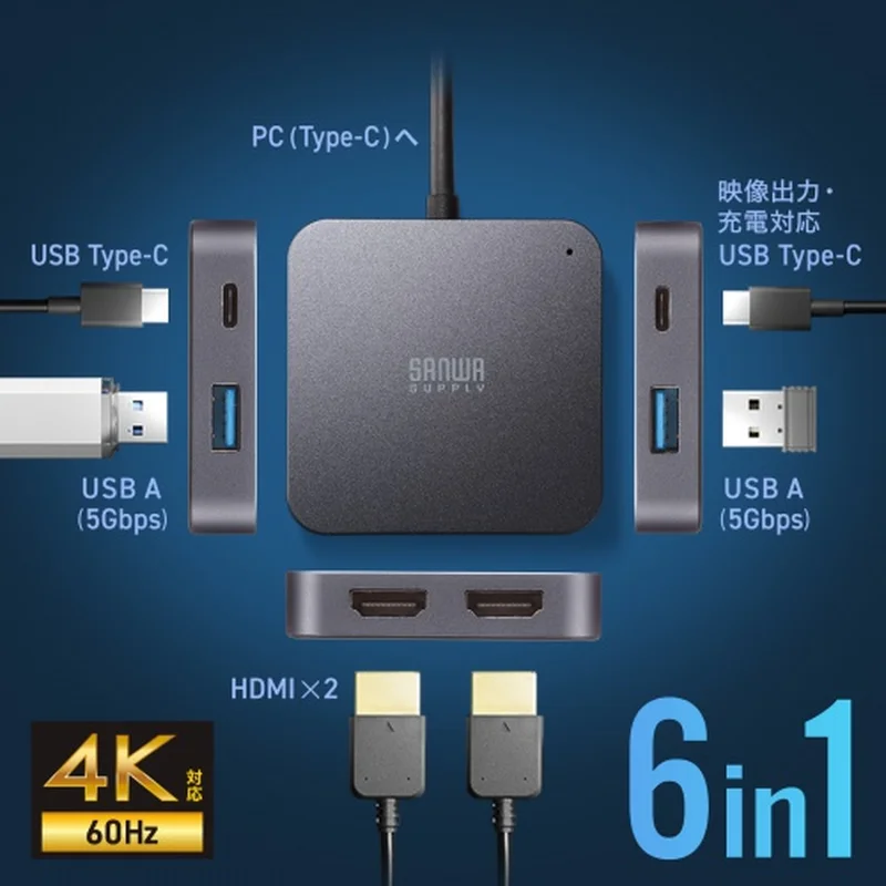 USB-5TCHHP32BKのポート構成