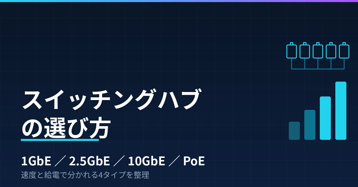 スイッチングハブの選び方｜1GbE・2.5GbE・10GbE・PoE給電の4タイプで整理したのアイキャッチ画像